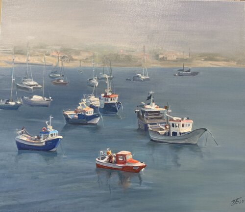 Quiet Morning in the Harbor di Iryna Barabash, Pittura in vendita su Singulart