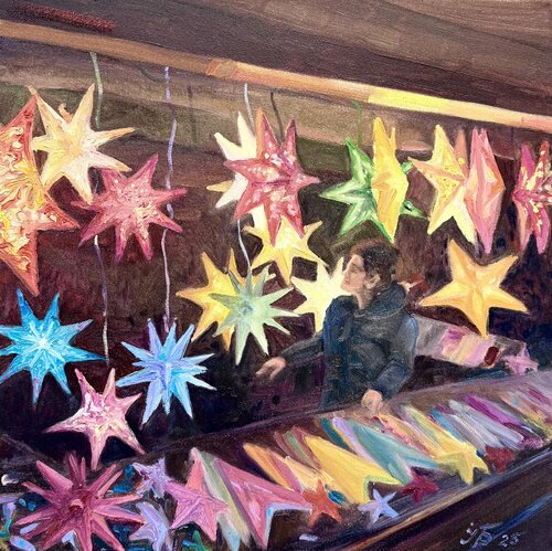 Under the Christmas Stars von Iryna Barabash, Malerei kaufen auf Singulart