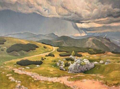 Stormlight Over the Mountain Path by Iryna Barabash, 油畫 for Sale on Singulart