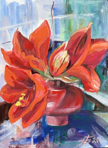 Red Amaryllis von Iryna Barabash, Malerei kaufen auf Singulart