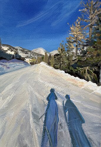 Two Shadows on the Snow par Iryna Barabash, Peinture en vente sur Singulart