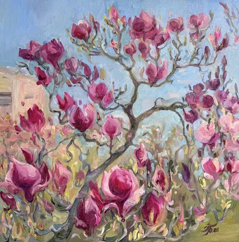 Magnolia in bloom di Iryna Barabash, Pittura in vendita su Singulart