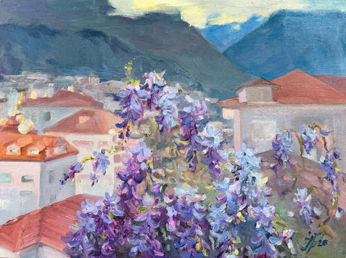 Wisteria Between Rain and Light van Iryna Barabash, Schilderij te koop op Singulart