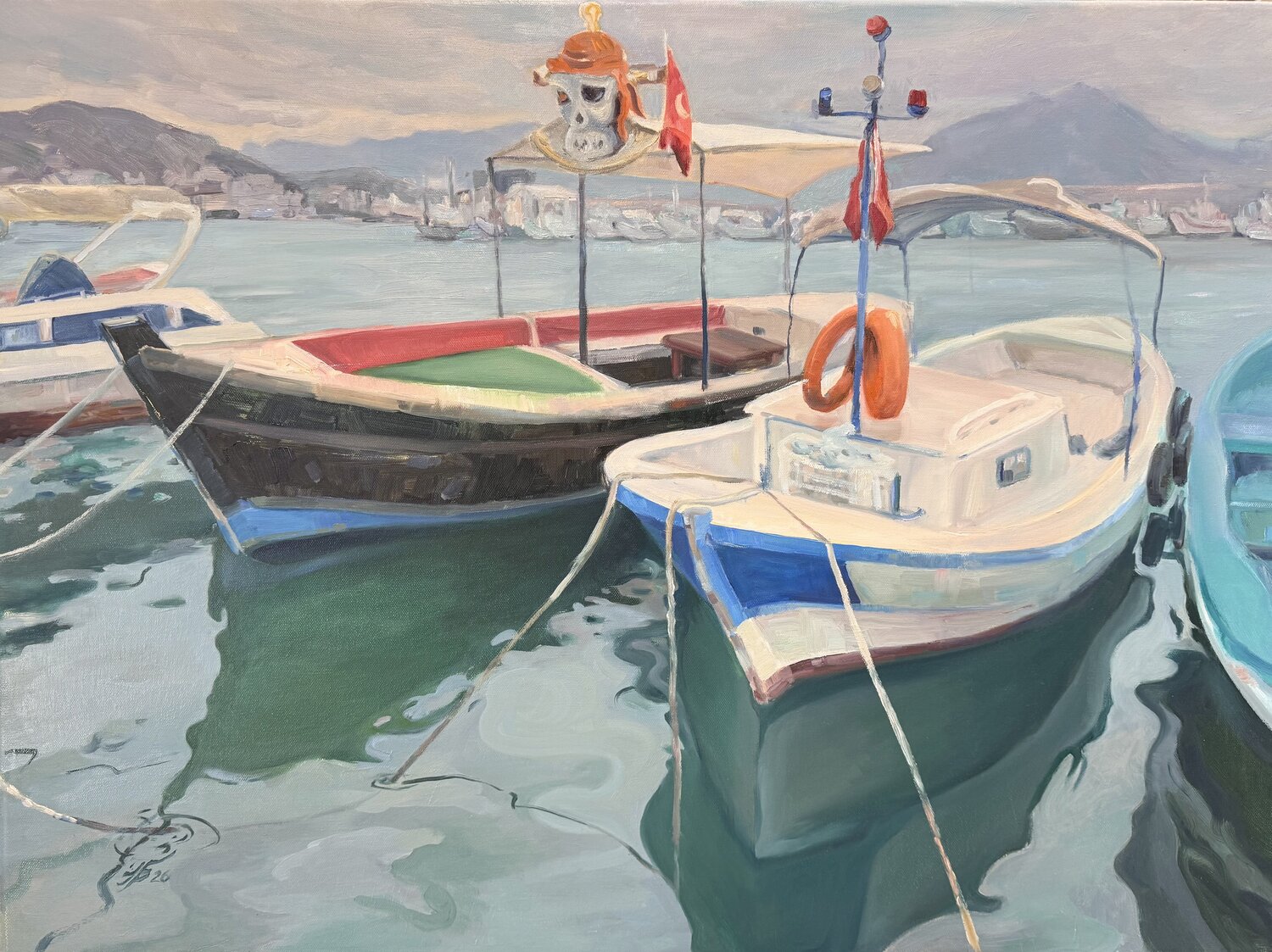 Two  Boats from Turkey Iryna Barabash Origineel schilderij te koop