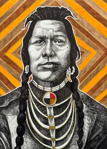 Native American Man di Karina McMillan, Opera su carta in vendita su Singulart