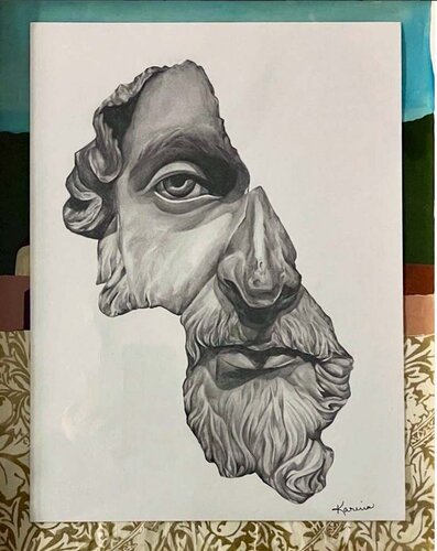The Fragmented Face of Marcus Aurelius by Karina McMillan, 종이 for Sale on Singulart