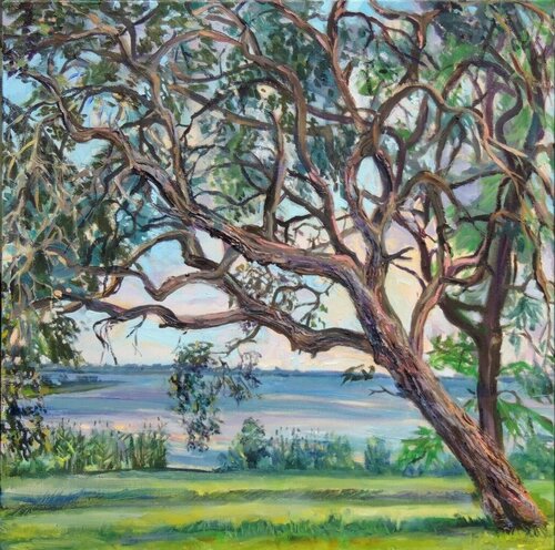 Under the Oak Tree di Janette K. Hopper, Pittura in vendita su Singulart