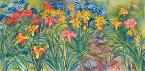Garden, Day Lilies  von Janette K. Hopper, Malerei kaufen auf Singulart