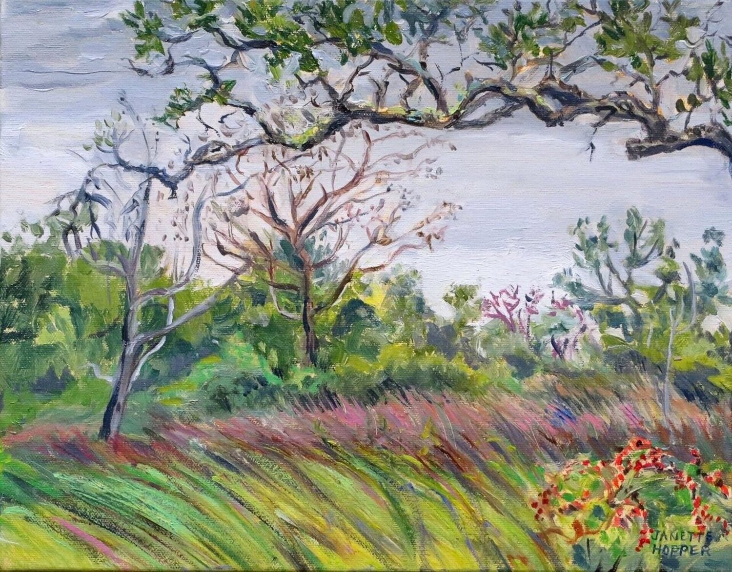 Marsh Grasses Janette K. Hopper Originalgemälde zu verkaufen