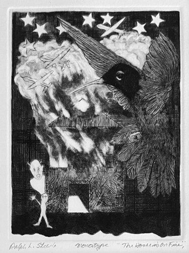 This House is on Fire (in black) von Ralph L. Steeds, Druck kaufen auf Singulart
