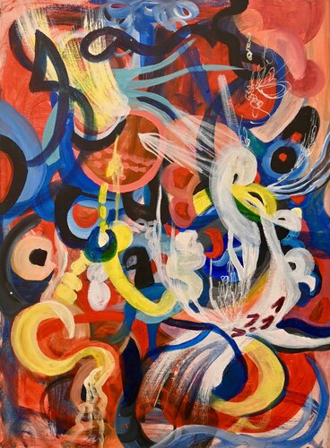 One Time I Saw A Chimmey Chimmey Dancing in the Rain by Lynn Marshall Linnemeier, Painting for Sale on Singulart