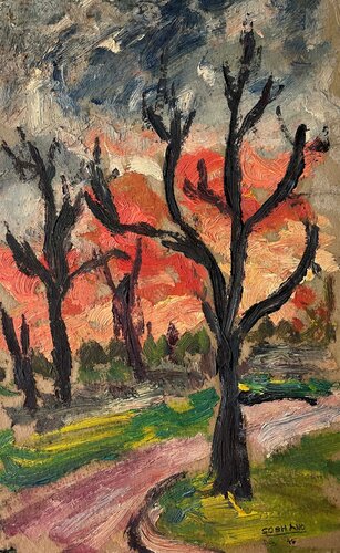 Sunset Trees, Cat. No. 3146 van Soshana Afroyim, Schilderij te koop op Singulart