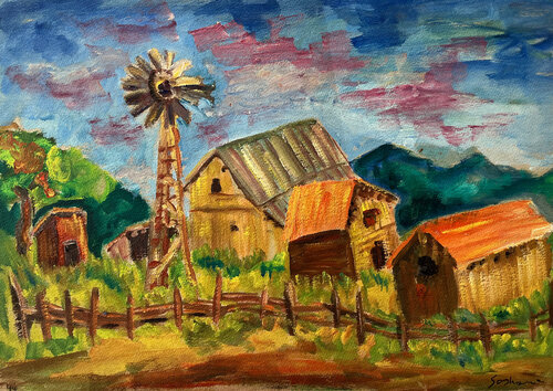 Farm, Cat. No. 3127 di Soshana Afroyim, Pittura in vendita su Singulart