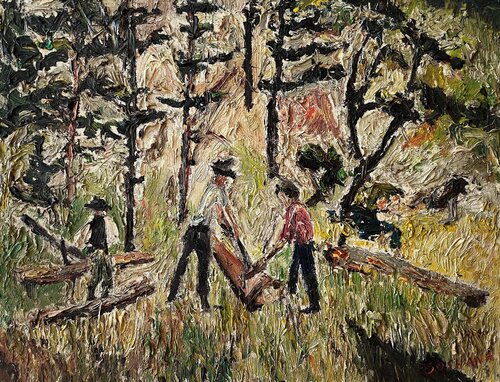 Wood-Cutters, N.Y., Cat. No. 3039 van Soshana Afroyim, Schilderij te koop op Singulart