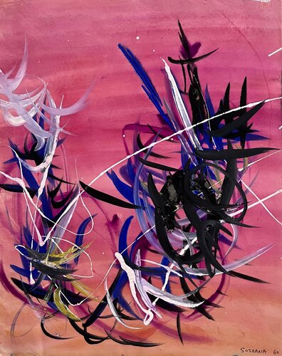 Cactus on Pink background, Cat. No. 9308 van Soshana Afroyim, Schilderij te koop op Singulart