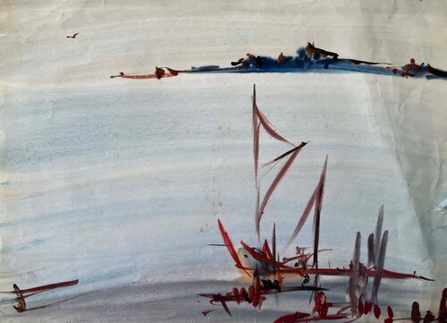 Boats at the Sea, Cat. No. 4076 by Soshana Afroyim, 회화 for Sale on Singulart