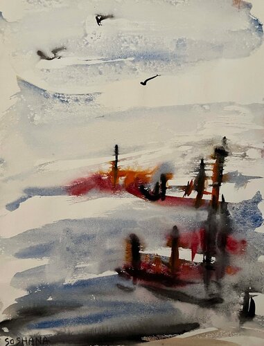 Abstract Sea, Cat. No. 4234 van Soshana Afroyim, Schilderij te koop op Singulart