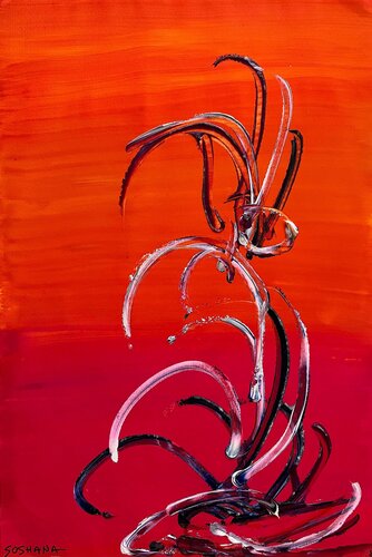 Flowers on Red, Cat. No. 6252 by Soshana Afroyim, Painting for Sale on Singulart