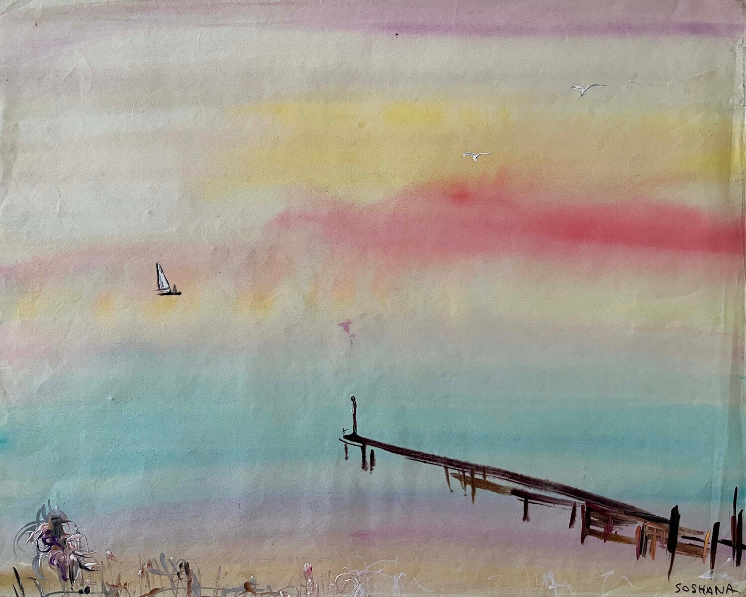 At The Pier, Cat. No. 4118 Soshana Afroyim Dipinto originale in vendita