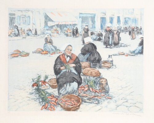 Le Marche en Bretagne van Manuel Robbe, Afdruk te koop op Singulart