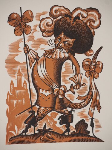 Le chat botté, Gravure sur bois originale by Lucien Boucher, Print for Sale on Singulart