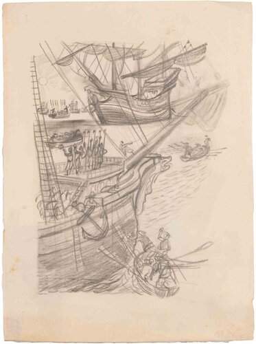  Ships and Sailors di Maximilien Vox, Opera su carta in vendita su Singulart