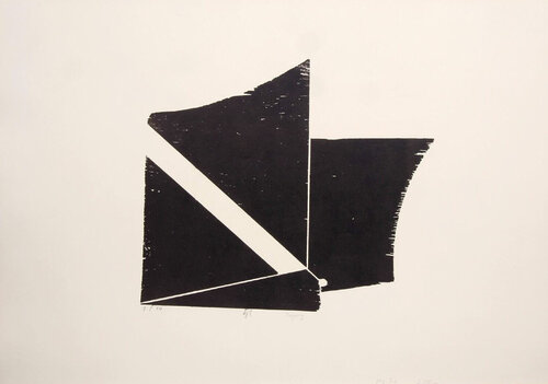 Mountain Trail (Abstract, Modern, Landscape, Black & White, Relief Printmaking) von Burkhart Beyerle, Druck kaufen auf Singulart