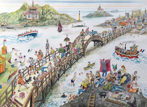 Roscoff, the bridge to the ferry par Chris Orr, Œuvre sur papier en vente sur Singulart