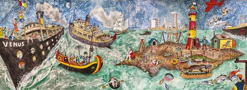 Ships that pass in the night and lighthouse Keeper's daughter, diptych di Chris Orr, Opera su carta in vendita su Singulart