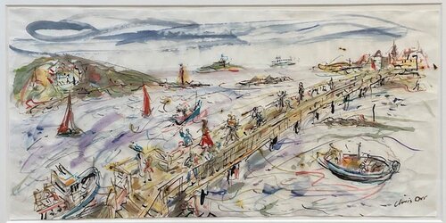 Dancing Figures on the bridge at Roscoff di Chris Orr, Opera su carta in vendita su Singulart