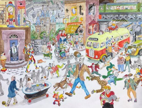 Taking the Children to School de Chris Orr, Obra en papel a la venta en Singulart