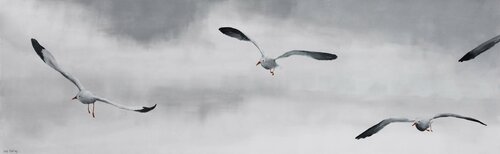 Flight of Gulls - I von Kay Sleking, Malerei kaufen auf Singulart