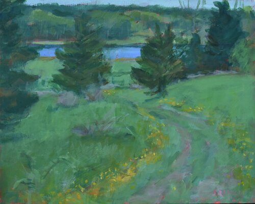 Buttercup Lined Path by Stephen Remick, Painting for Sale on Singulart