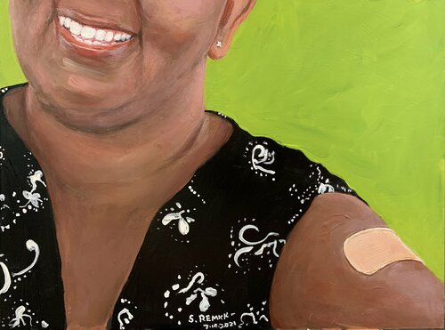 Vaccinated (Infectious Smile) van Stephen Remick, Schilderij te koop op Singulart