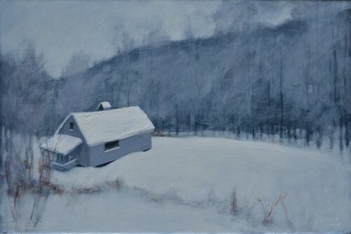 Gray Camp in Snow by Stephen Remick, 회화 for Sale on Singulart