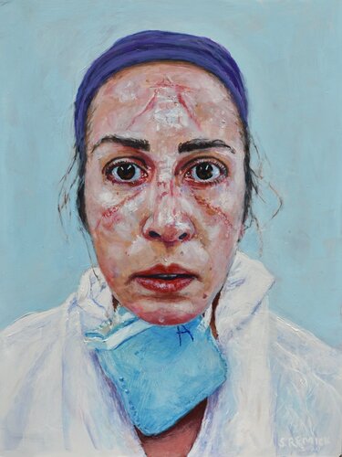 Covid-19 Nurse from Brazil (There are No More Beds) van Stephen Remick, Schilderij te koop op Singulart
