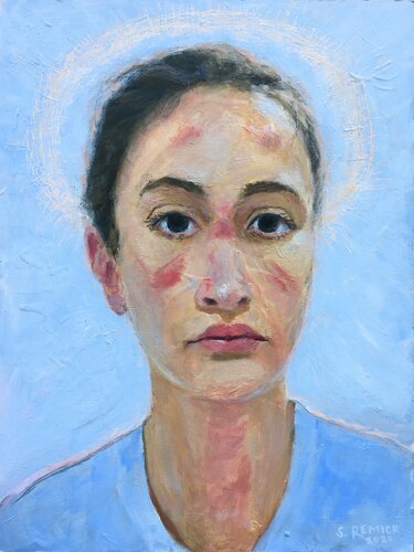 Covid-19 Italian Nurse with Halo van Stephen Remick, Schilderij te koop op Singulart