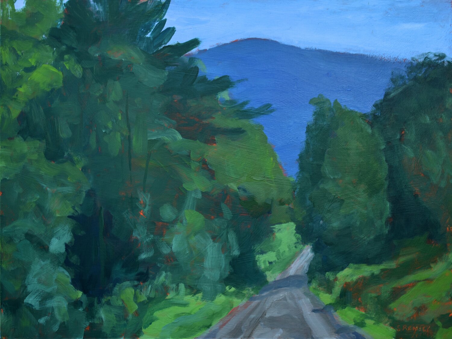 Vermont Gravel Road with Blue Mountain Stephen Remick Originalgemälde zu verkaufen