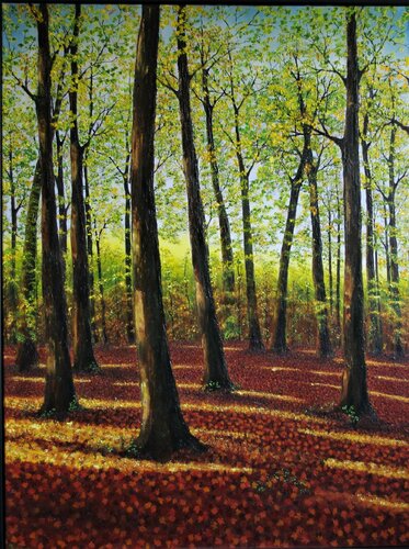 Illuminated light through the trees von Hazel Thomson, Malerei kaufen auf Singulart