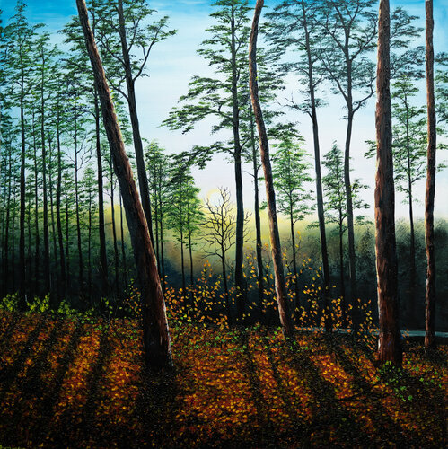 Autumn Sunset In The Forest von Hazel Thomson, Malerei kaufen auf Singulart