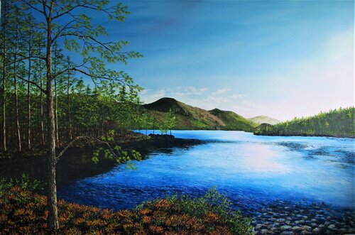 Dawn Across Loch Morlich de Hazel Thomson, Pintura a la venta en Singulart