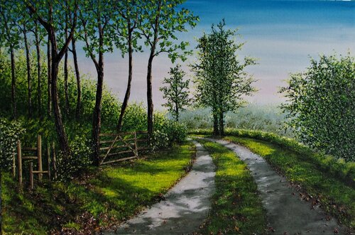 A Country Lane In Summer de Hazel Thomson, Pintura a la venta en Singulart