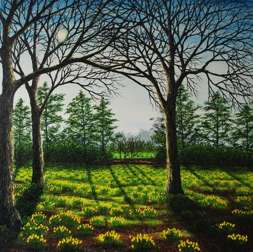 A field of Golden Daffodils von Hazel Thomson, Malerei kaufen auf Singulart