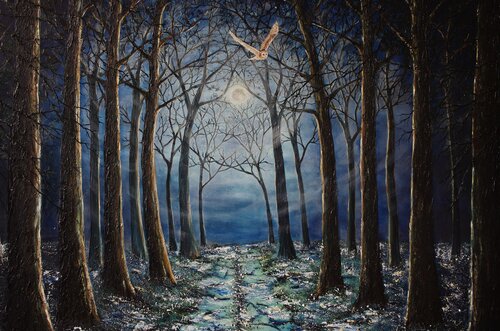 Silent Night in The Forest by Hazel Thomson, Painting for Sale on Singulart