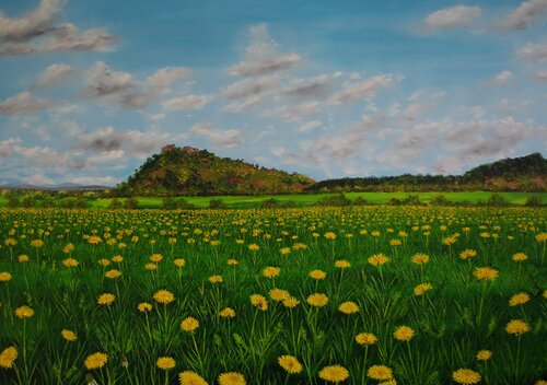 A Feild Of golden Dandelions von Hazel Thomson, Malerei kaufen auf Singulart