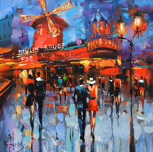 Evening. Moulin Rouge van Dmitry Spiros, Schilderij te koop op Singulart