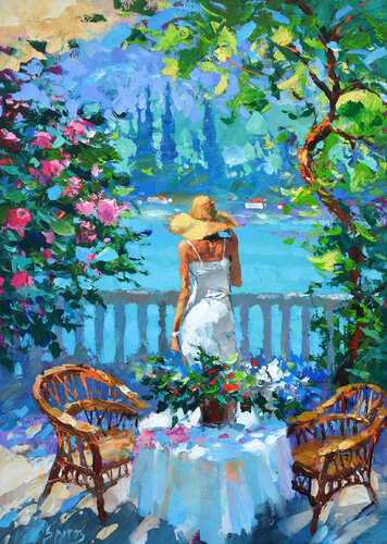 Summer balcony by Dmitry Spiros, Painting for Sale on Singulart