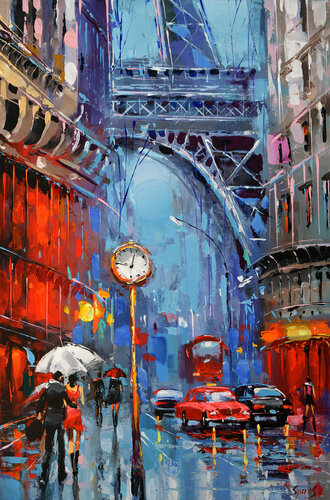 Parisian rains di Dmitry Spiros, Pittura in vendita su Singulart