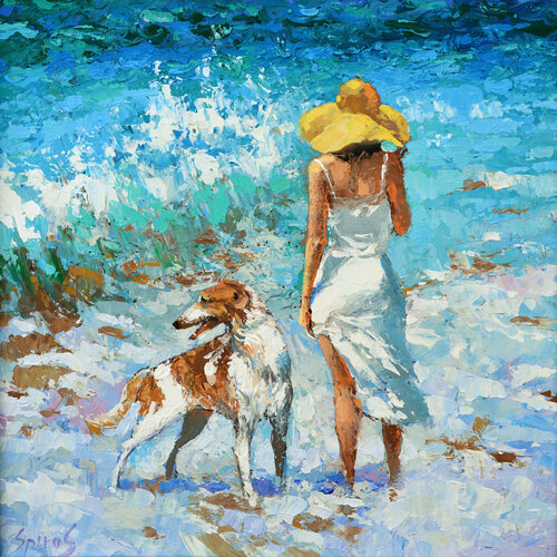 On the seashore van Dmitry Spiros, Schilderij te koop op Singulart