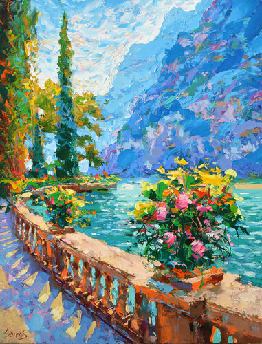 Italian noon. Lake Como di Dmitry Spiros, Pittura in vendita su Singulart